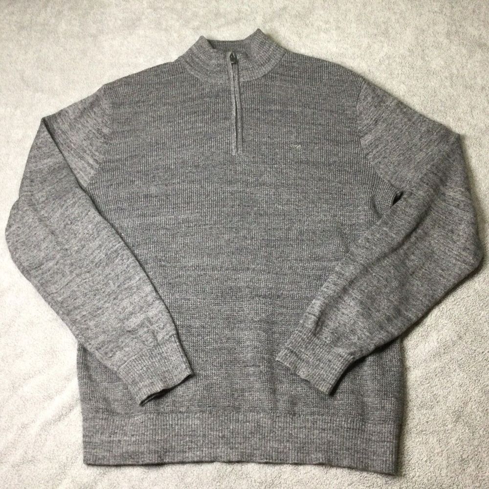 Michael Kors Mens‎ Cotton Blend Quarter Zip Gray Pullover Knit Sweater Size L